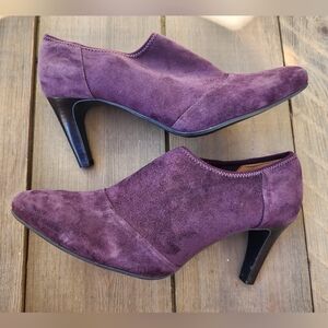 Ecco Purple Suede Heeled Shoes Booties